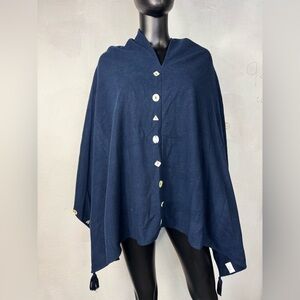 Crosstree Lane Blue  Poncho Sweater Soft Cozy One Size